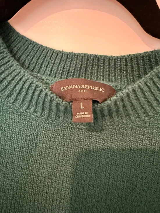 Banana Republic Coveted Crew-Neck Sweater Size L Sapphire Green - Picture 4 of 5